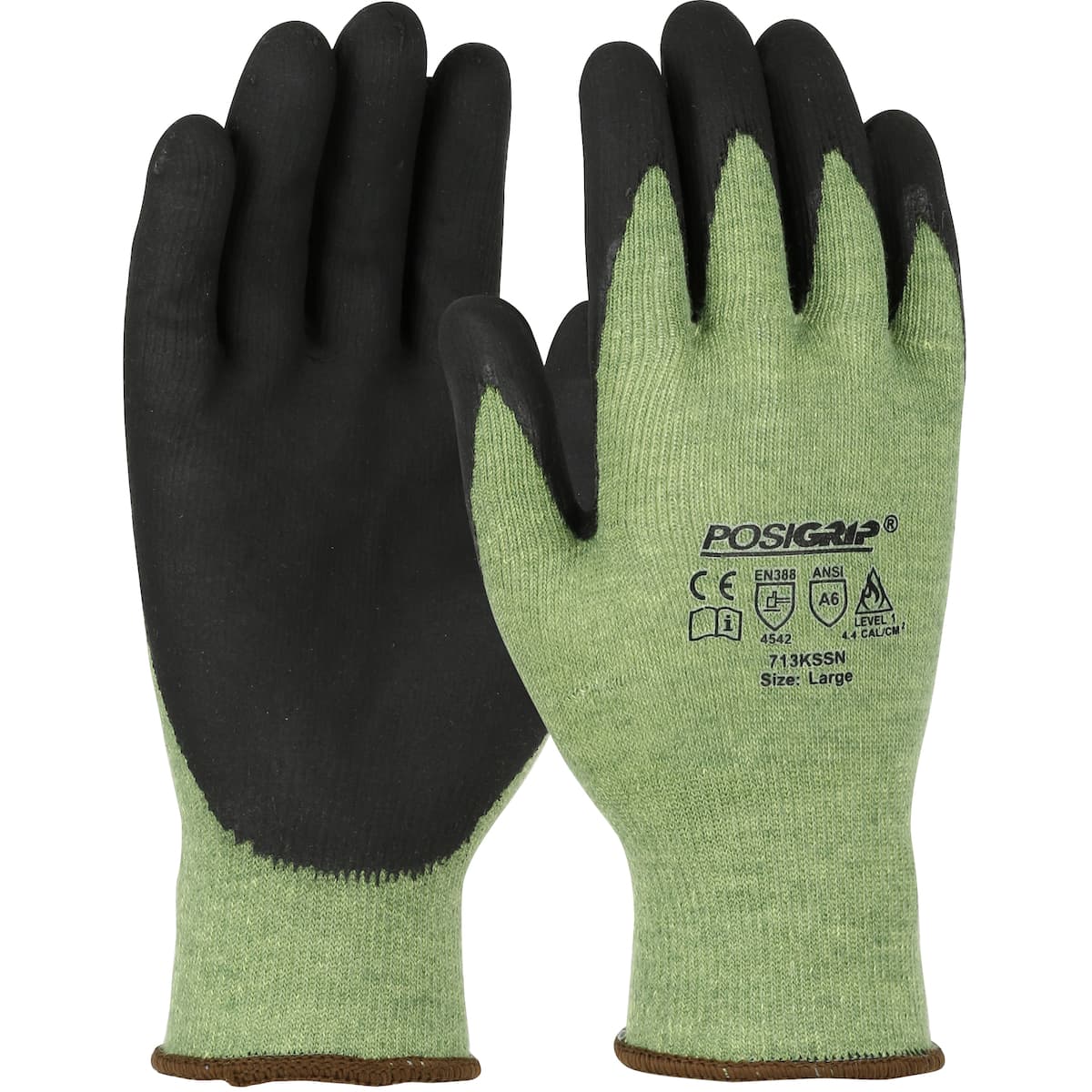 G-Tek® PosiGrip® AR Seamless Knit PolyKor®/Aramid Blend Glove with Nitrile Foam Coated Grip on Palm & Fingers (713KSSN)