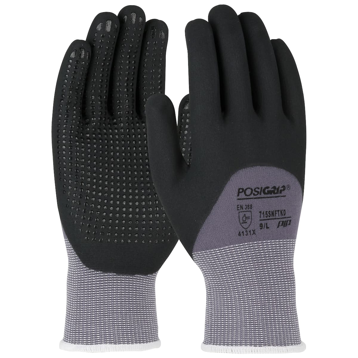 PosiGrip® Seamless Knit Nylon Glove with Nitrile Coated Foam Grip on Palm, Fingers & Knuckles - Micro Dotted Grip (715SNFTKD)