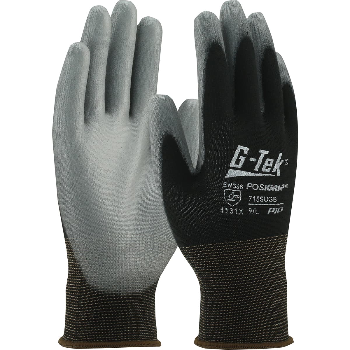 G-Tek® PosiGrip® Seamless Knit Nylon Glove with Polyurethane Coated Flat Grip on Palm & Fingers (715SUGB)