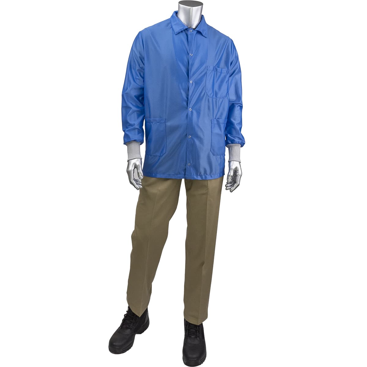 StatStar Short ESD Labcoat - ESD Knit Cuff, Royal (BR49AC-44RB)