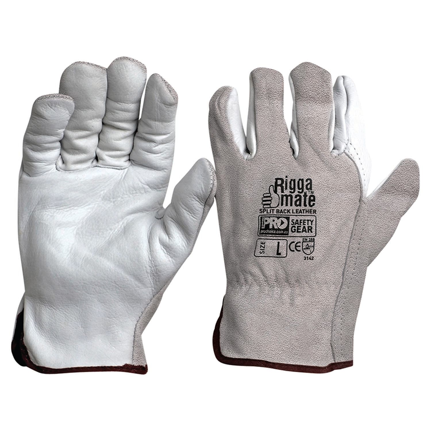 Pro Choice Riggamate Natural Cowgrain Palm / Split Back Gloves_2