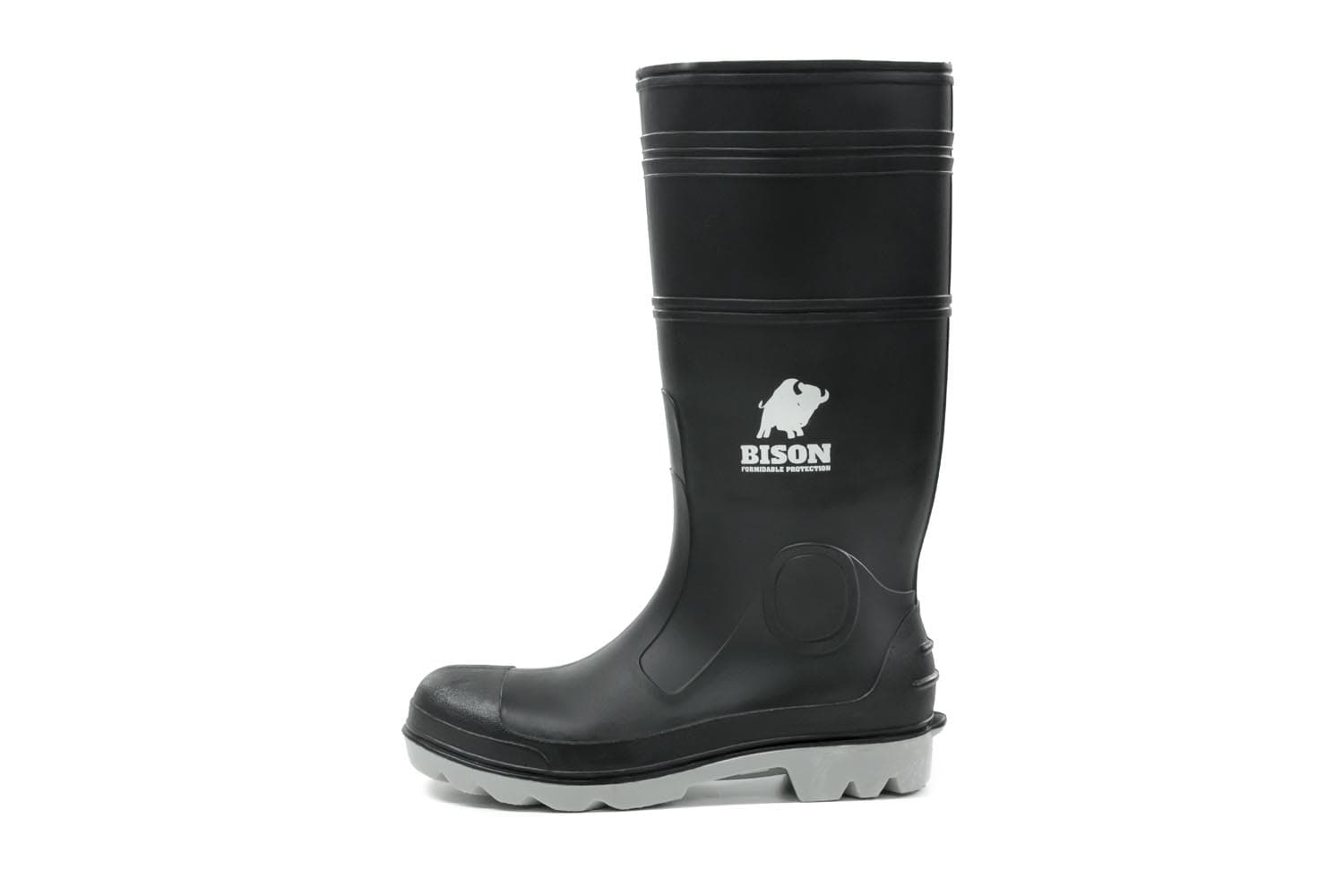 Bison Gumboot Inca Pvc Black Grey_3