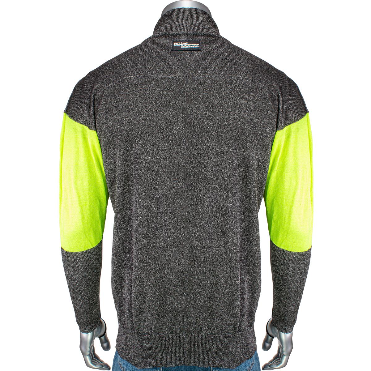 ATA® Blended Cut Resistant Jacket with Hi-Vis Sleeves and Thumb Loops, Dark Gray (J100SP-3CM-HVB-TL)