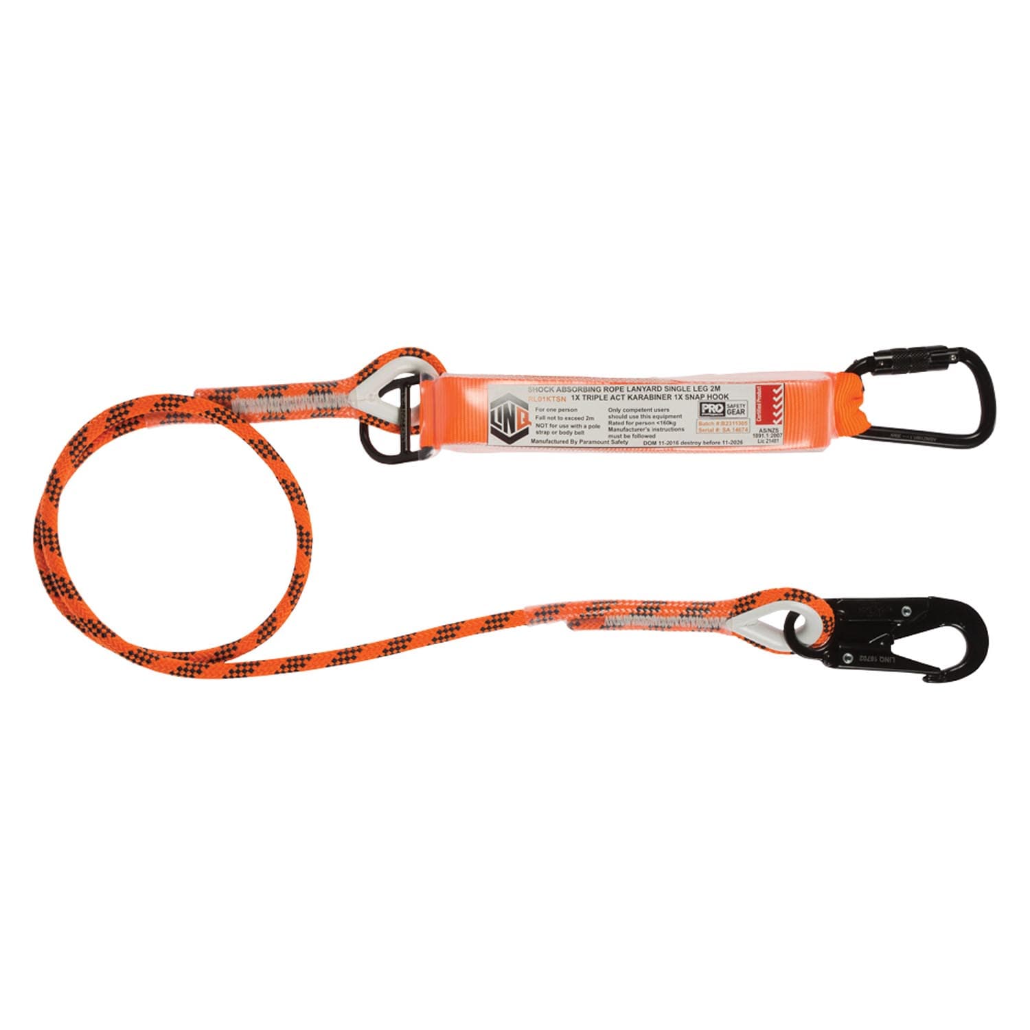 LINQ Single Leg Kernmantle 2M Shock Absorb Rope Lanyard_10