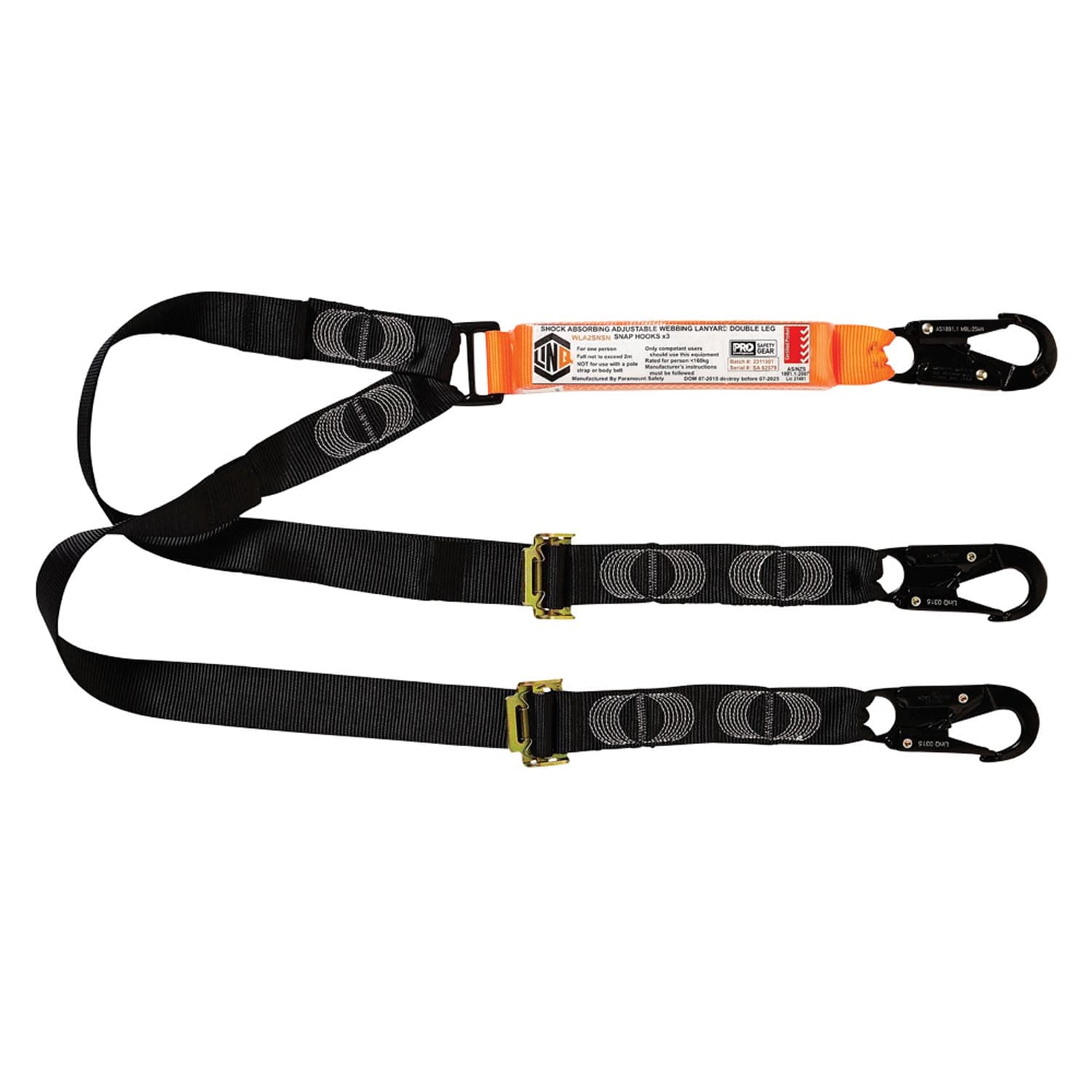 LINQ Elite Double Leg Shock Absorbing 2M Adjustable Lanyard_30