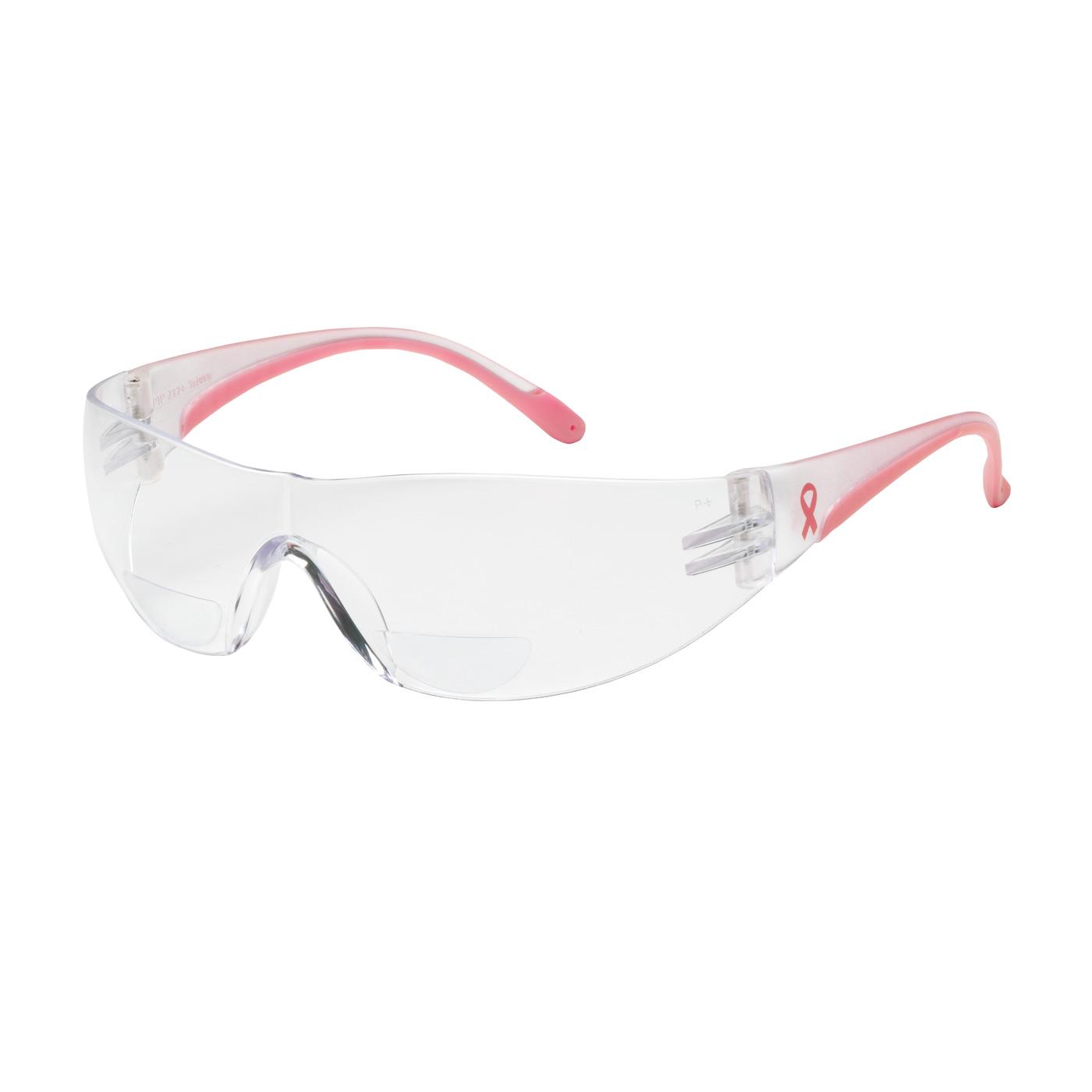 Lady Eva® Rimless Safety Readers with Clear / Pink Temple, Clear Lens and Anti-Scratch Coating