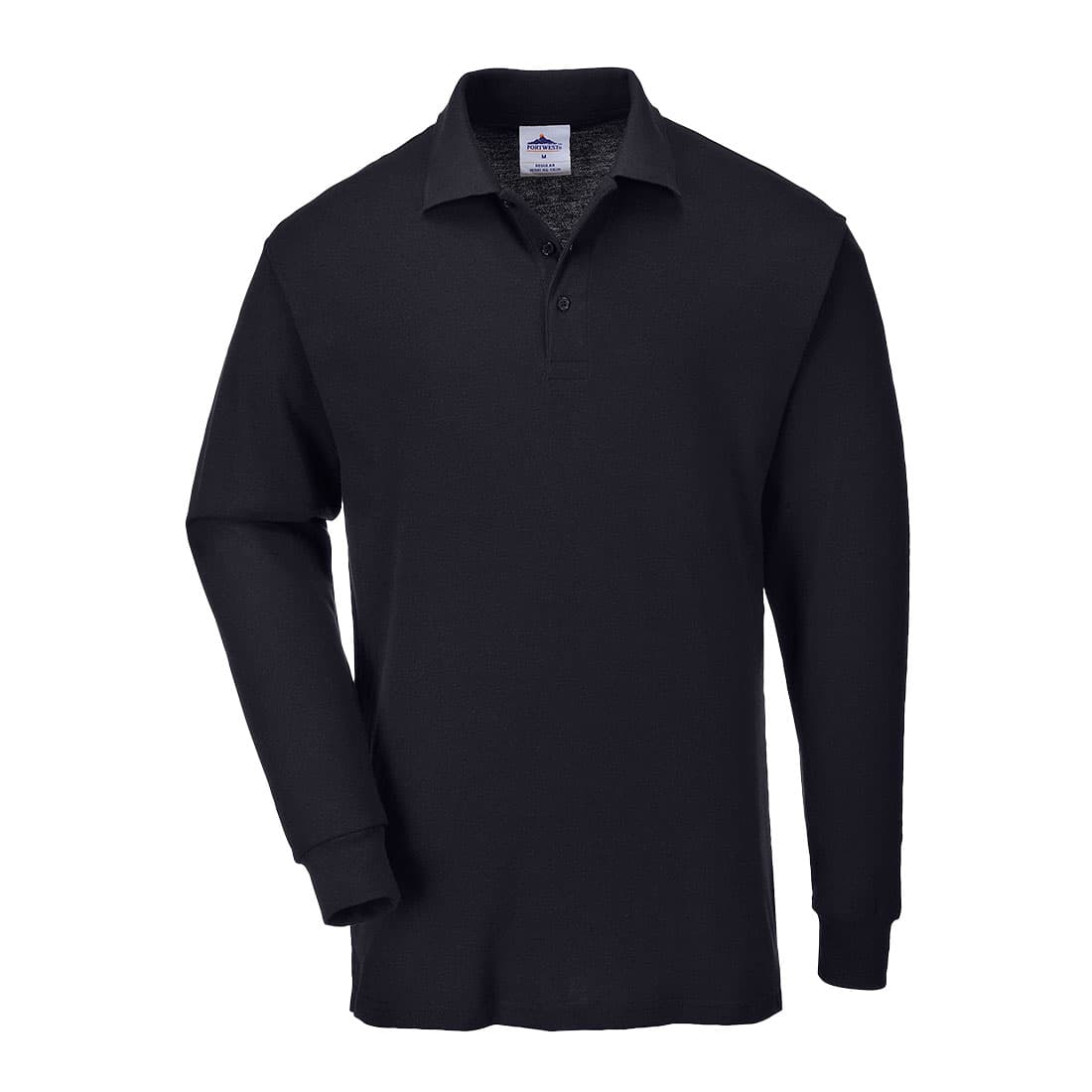 Portwest Genoa Long Sleeved Polo Shirt (Black)