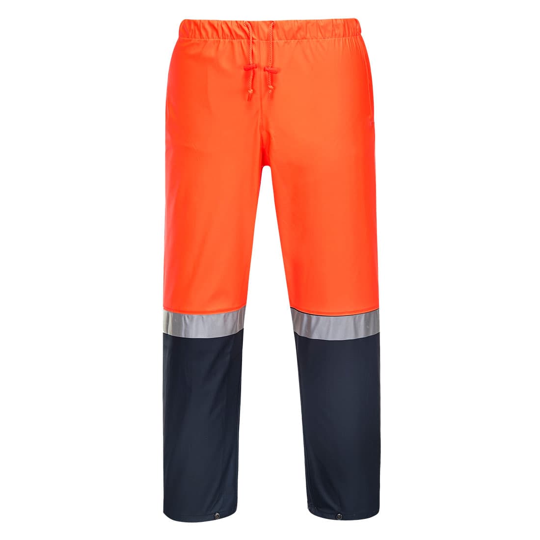 Portwest Huski Farmers Hi-Vis Contrast Rain Pants  (Orange/Navy)