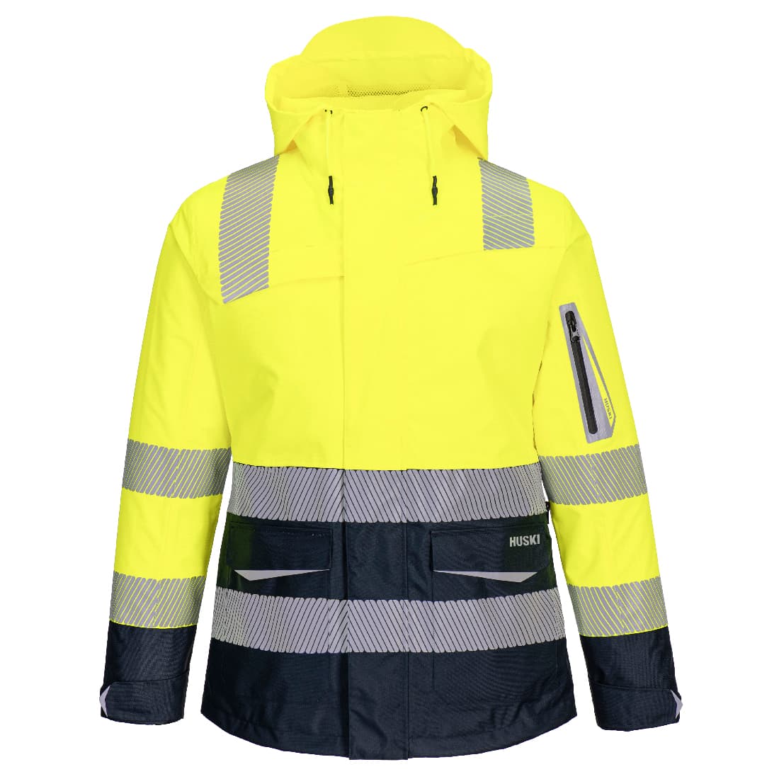 Portwest Huski Hi-Vis Women's Contrast Rain Jacket (Yellow/Navy)