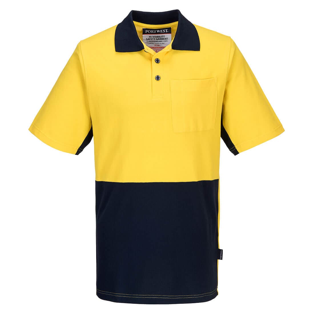 Portwest Cotton Pique Polo Shirt S/S (Yellow/Navy)