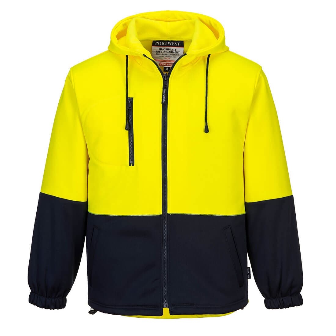 Portwest Hi-Vis Water Repellent Contrast Zipped Class D Hoodie  (Yellow/Navy)