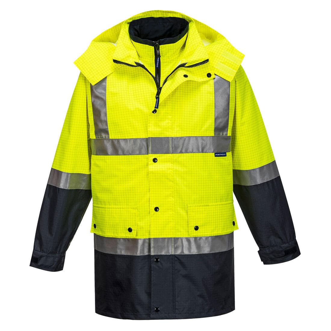 Portwest Mackay Hi-Vis Anti-Static 4-in-1 Jacket  (Yellow/Navy)