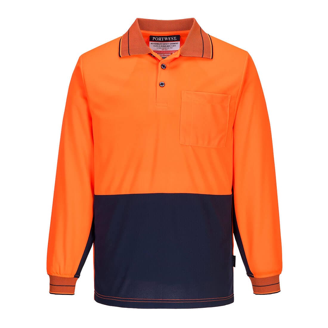 Portwest Micro Mesh Polo Shirt L/S (Orange/Navy)