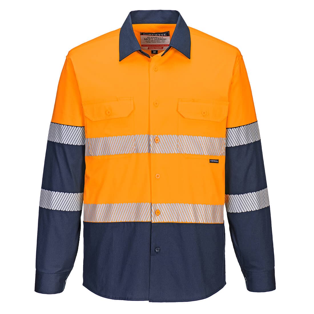 Portwest Hi-Vis Stretch Contrast Shirt L/S  (Orange/Navy)