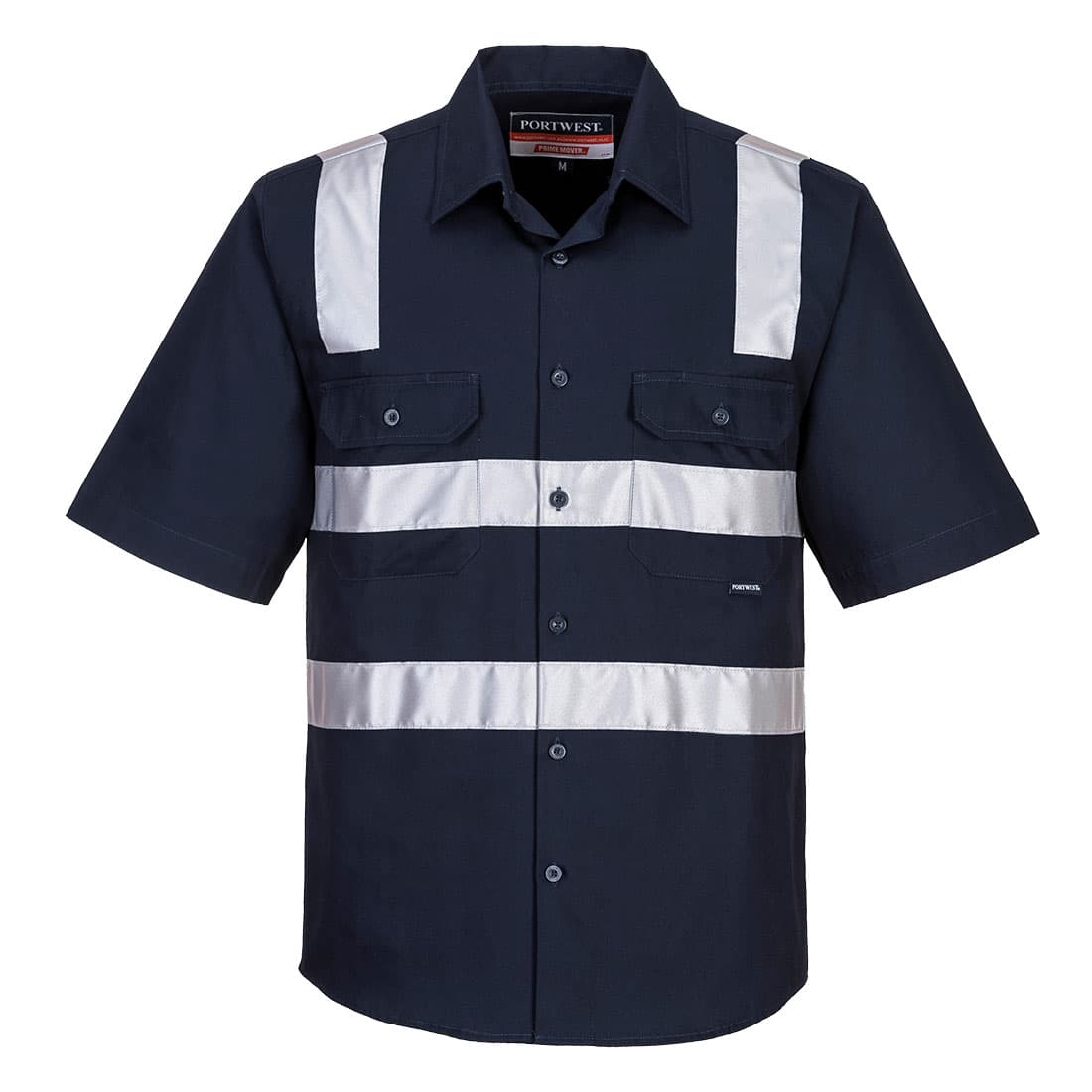 Portwest Brisbane Shirt, Short Sleeve, Regular Weight (Navy)