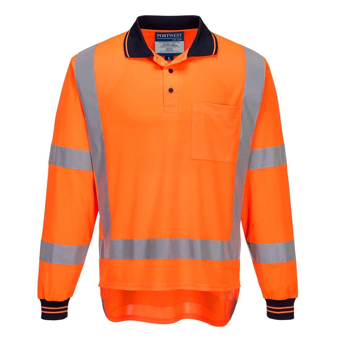 Portwest TTMC-W17 Hi-Vis X Back Polo Shirt L/S  (Orange)