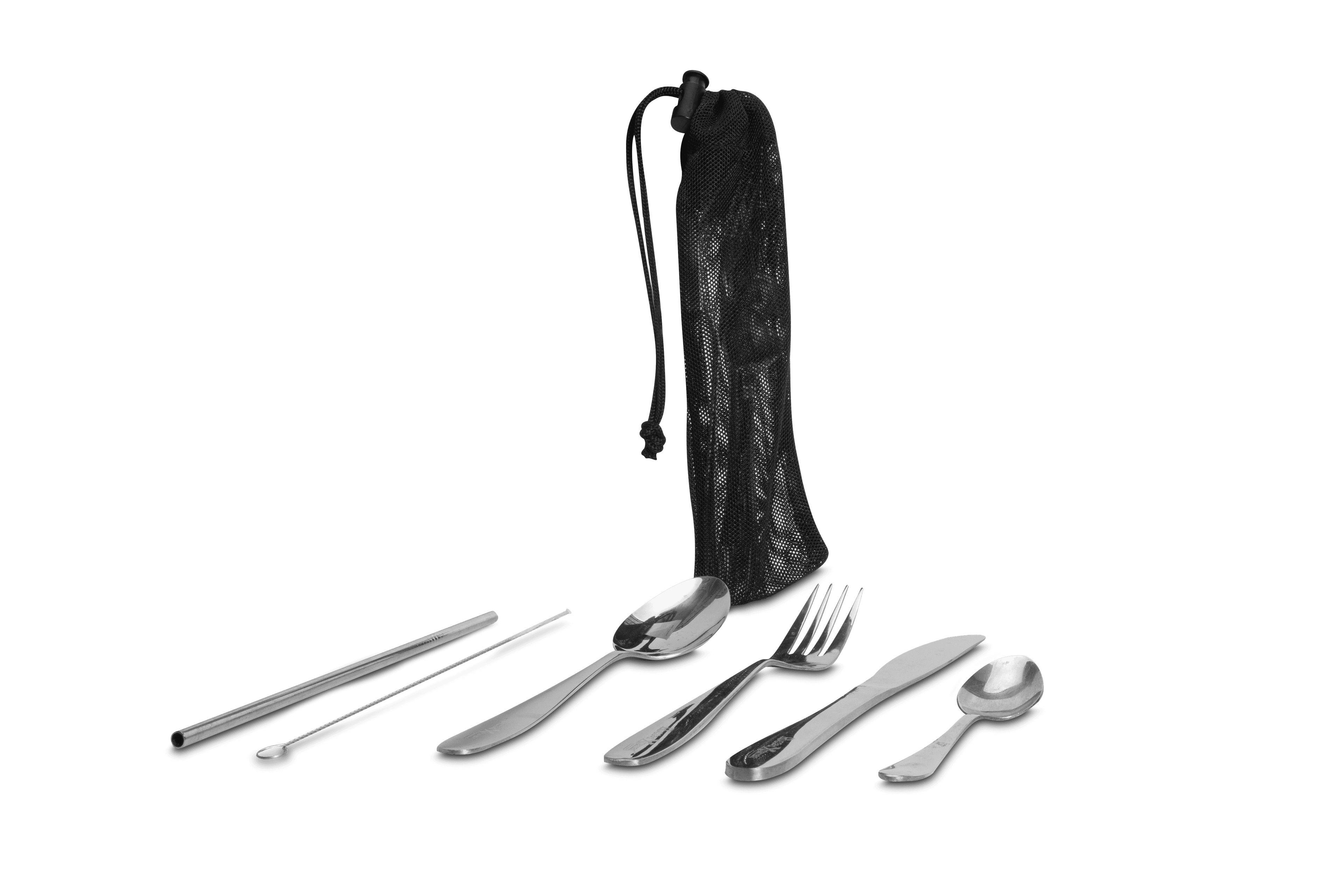 Rugged Xtremes 7Pce Stainless Steel Cutlery Set In Mesh Bag