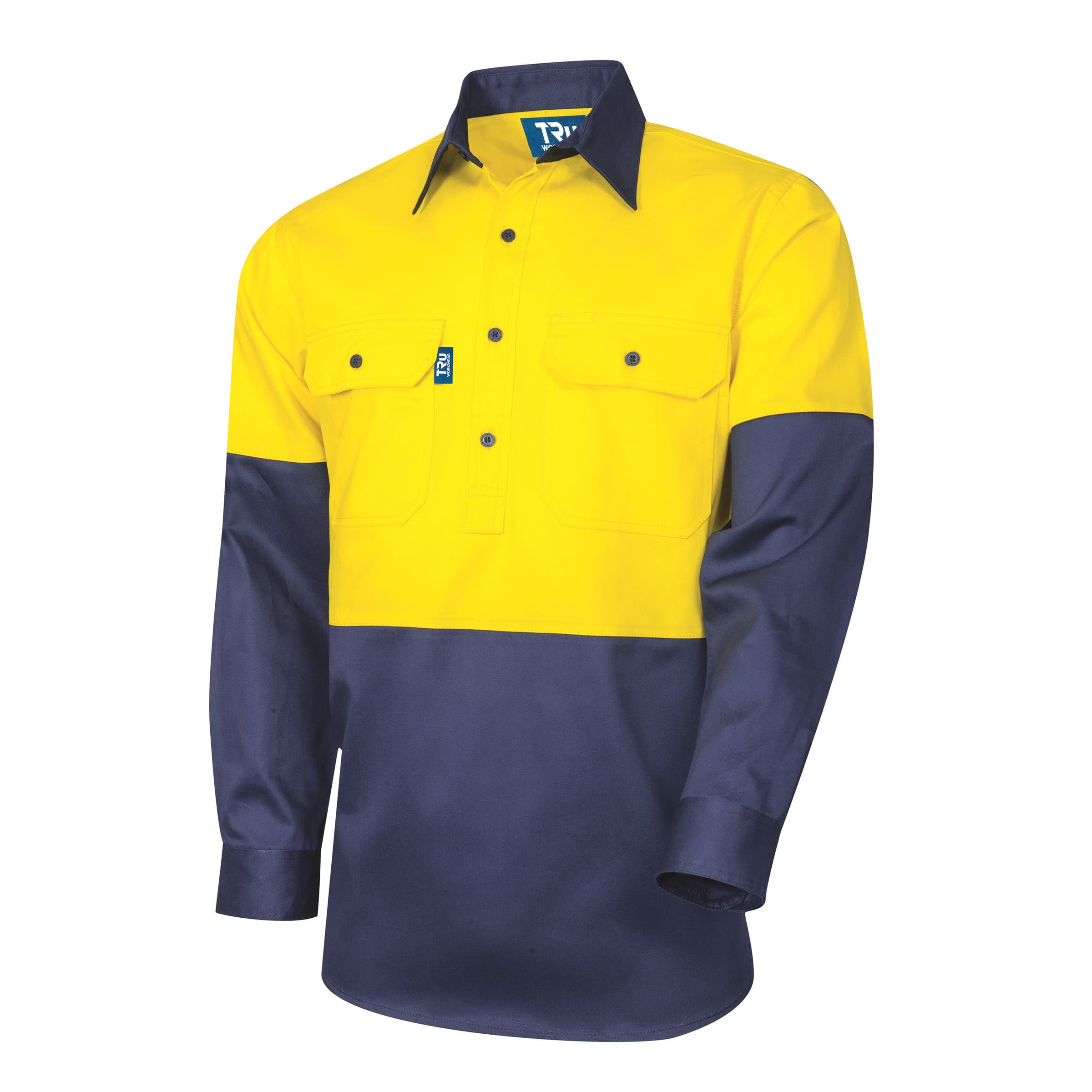 TRu Workwear Shirt 190gsm Closed Front L/S Two Tone Cotton Drill_1