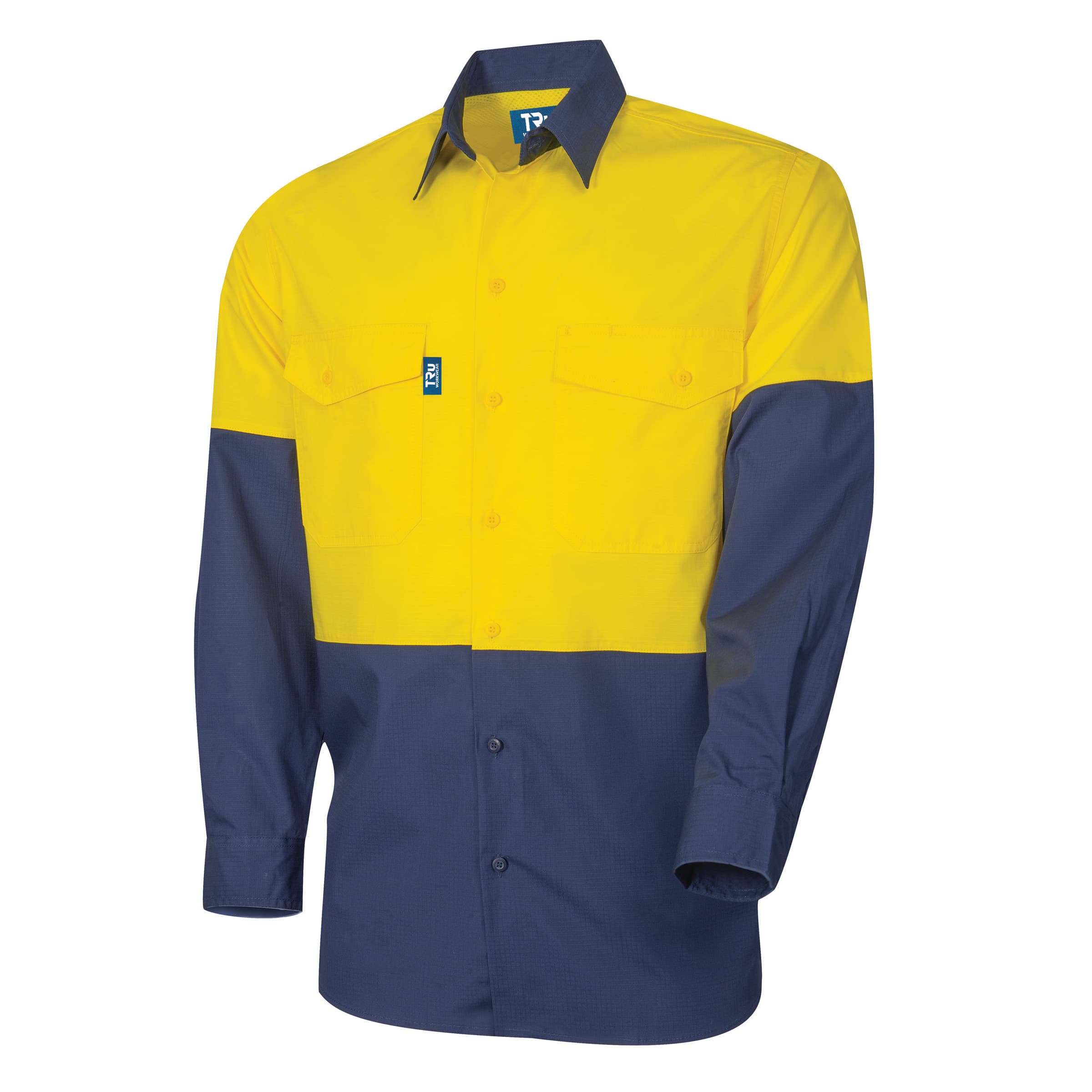 TRu Workwear Shirt 145gsm L/S Two Tone Cotton Rip-STop With Horizontal Coolings Vents_1