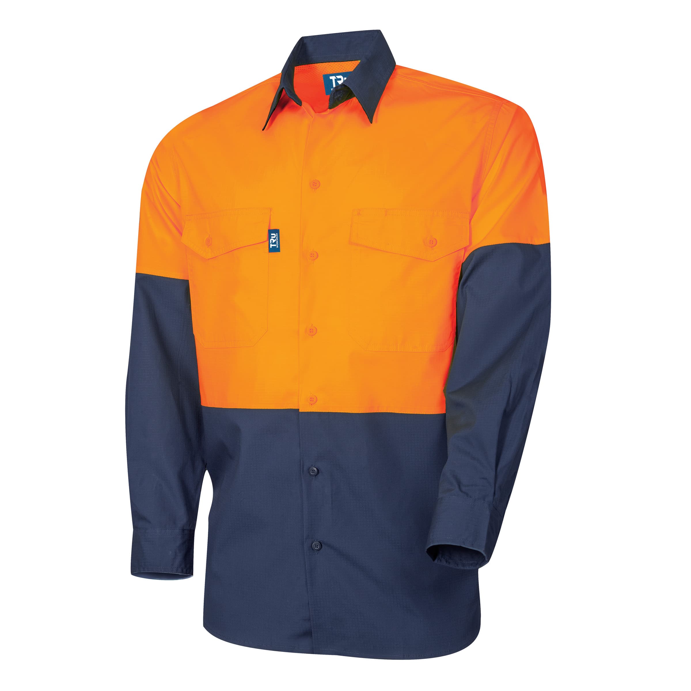 TRu Workwear Shirt 145gsm L/S Two Tone Cotton Rip-STop With Horizontal Coolings Vents_2