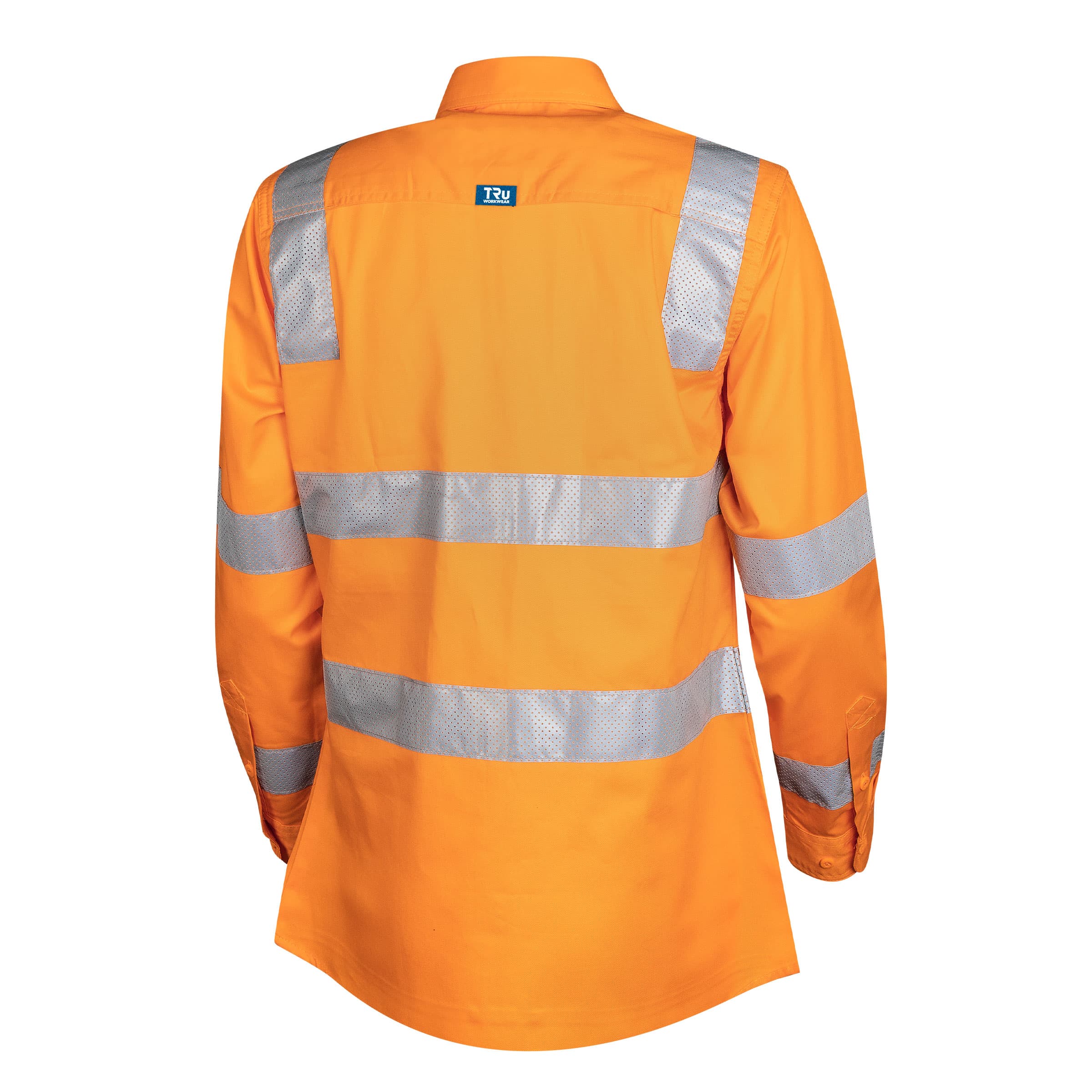 TRu Workwear Shirt Ladies 160gsm L/S Cotton Drill With Horizontal Cooling Vents And (VIC) CSR Perforated Reflective Tape 2 Hoop On Body, Arms And Strip Over Shoulders_1