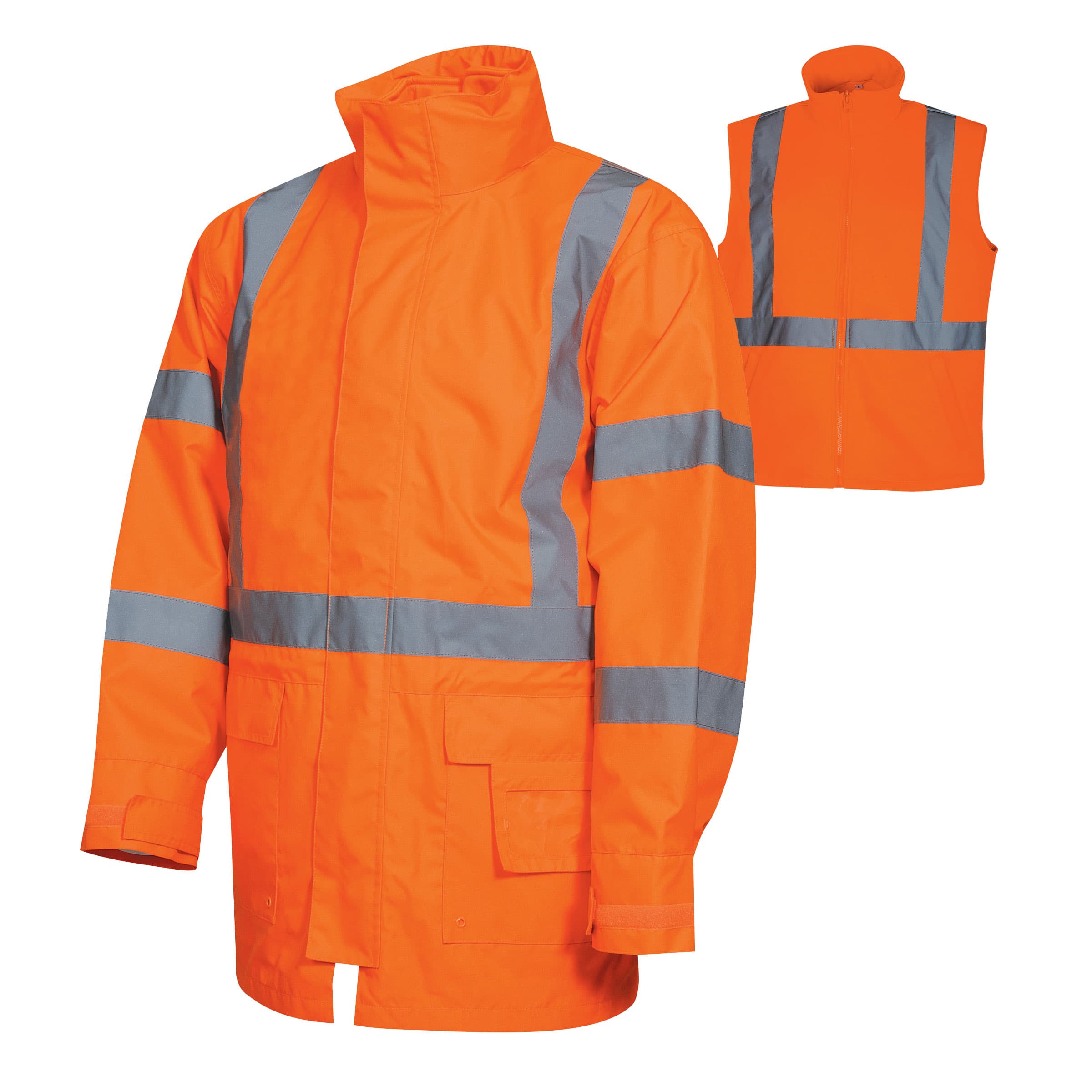 TRu Workwear Jacket 3 In 1 Poly Oxford Outer, Poly Fleece Vest And Reflective Tape To T5 Pattern