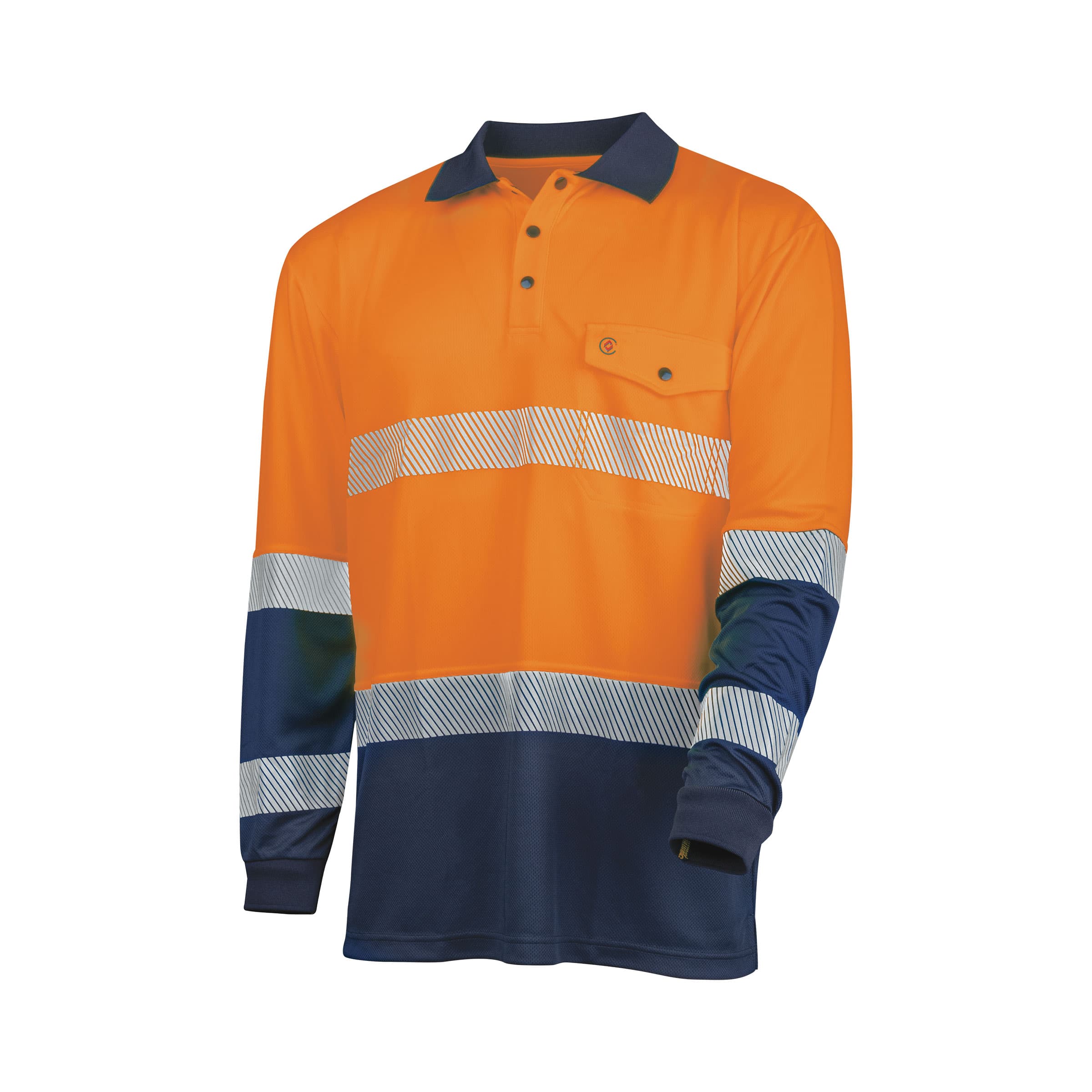 TRu Workwear Polo 175gsm Recycled Polyester Anti- Microbial Micromesh L/S Two Tone With Segmented Reflective Tape_11