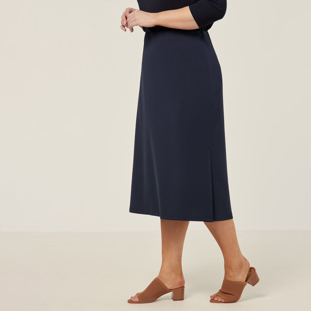 NNT Crepe Stretch Midi A-Line Skirt CAT2RV (Navy)_1