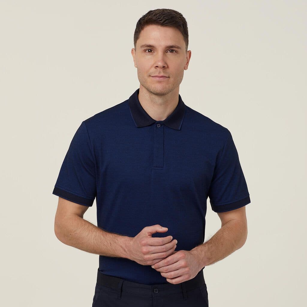 NNT Textured Short Sleeve Polo CATJA4 (Blue/Navy)