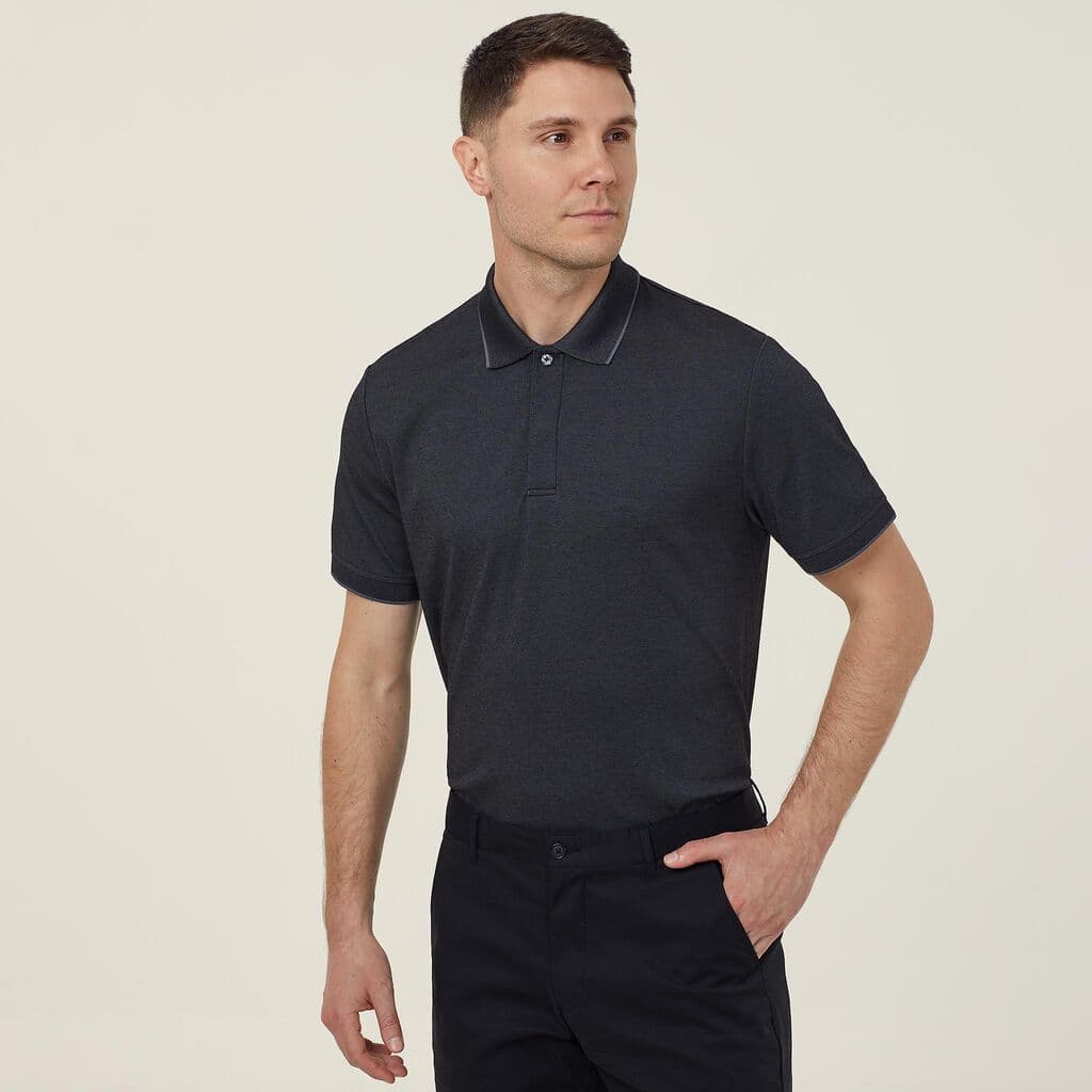 NNT Textured Short Sleeve Polo CATJA4 (Charcoal/Black)_1