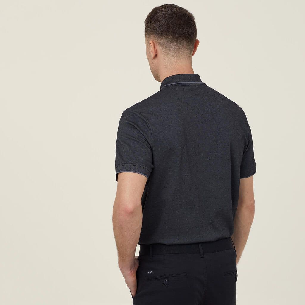 NNT Textured Short Sleeve Polo CATJA4 (Charcoal/Black)_2