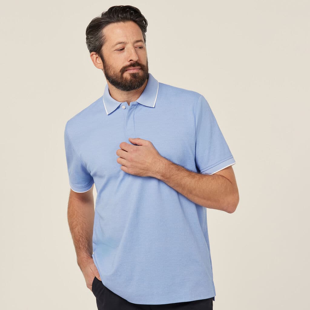 NNT Textured Short Sleeve Polo CATJA4 (Light Blue)