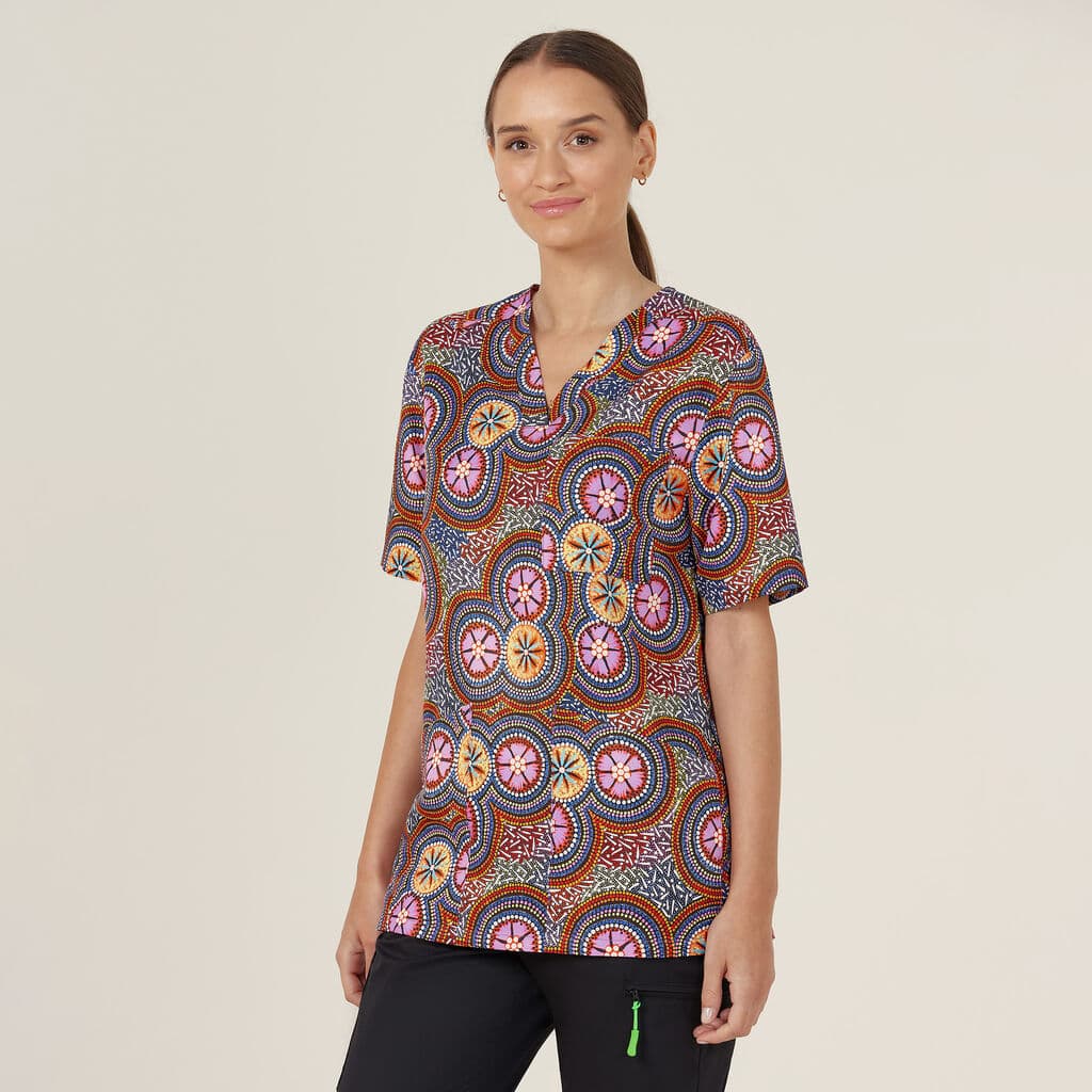 NNT Womens Polyester Print Bush Tucker Indigenous Scrub Top CATRGJ (Bush Tucker)_2