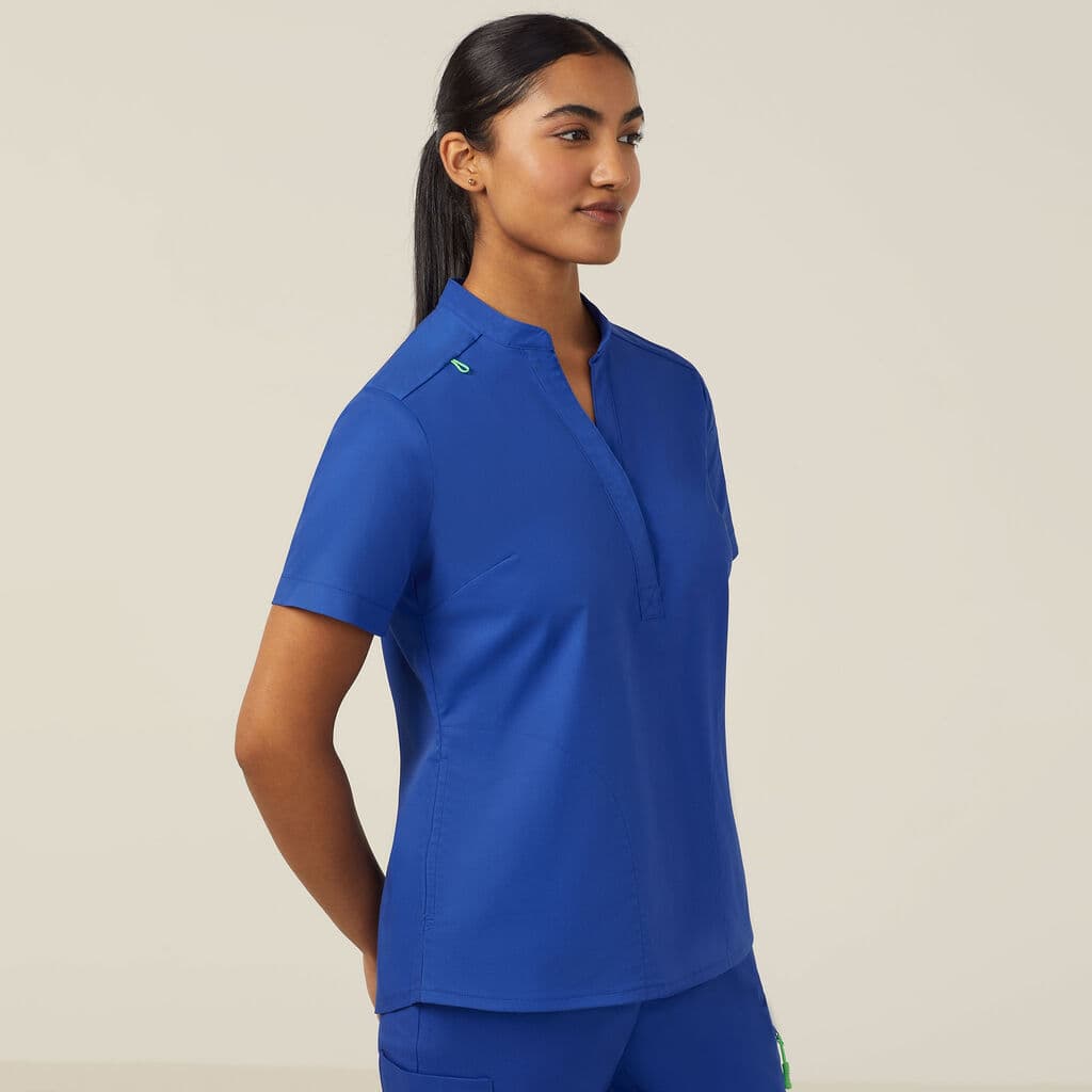 NNT Next-Gen Antibacterial Active Blackburn Mandarin Collar Scrub Top CATUMM (Cobalt)_1