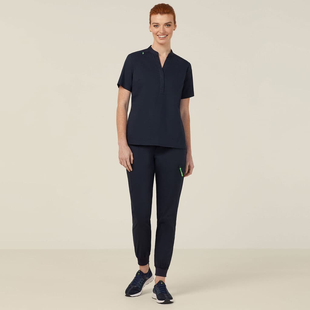 NNT Next-Gen Antibacterial Active Blackburn Mandarin Collar Scrub Top CATUMM (Midnight)_3