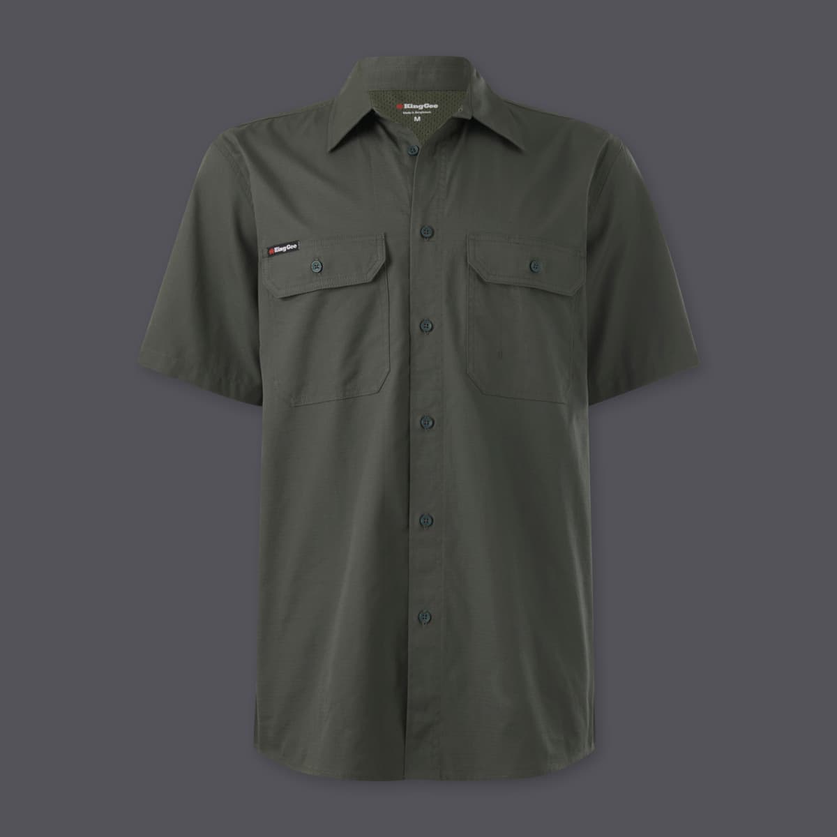 KingGee Mens Workcool Vented Shirt Short Sleeve (Green)