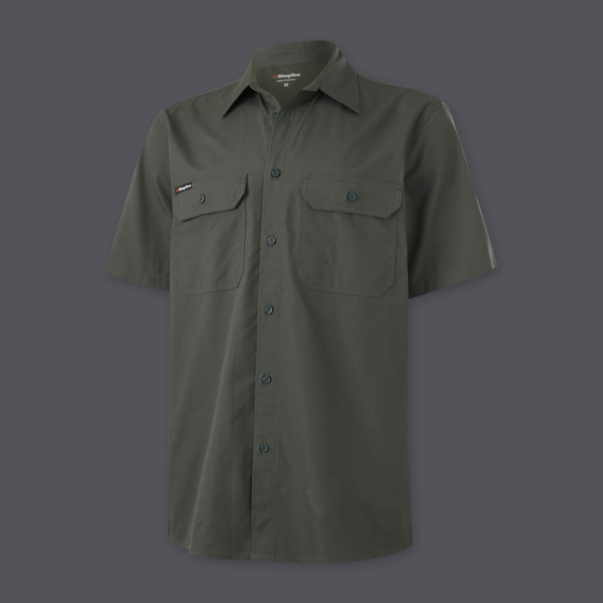 KingGee Mens Workcool Vented Shirt Short Sleeve (Green)_1