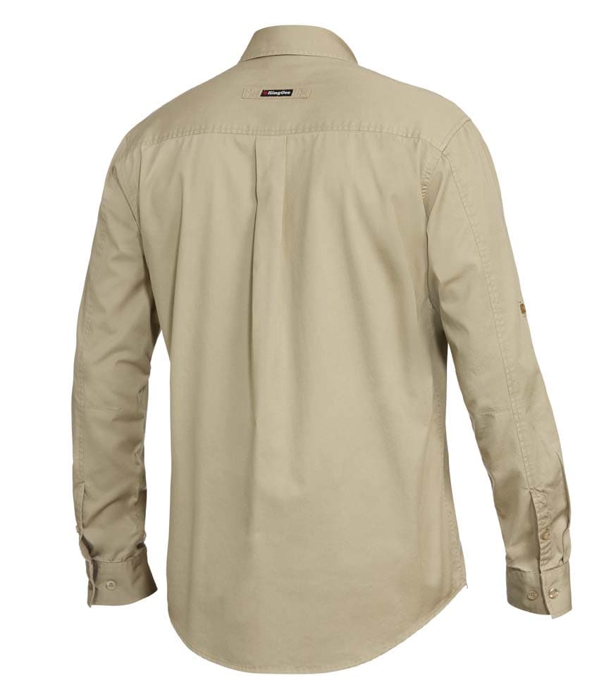 KingGee Mens Tradies Shirt Long Sleeve (Khaki)_1