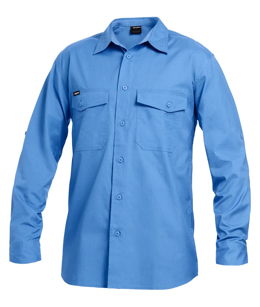 KingGee Mens Workcool 2 Shirt Long Sleeve (Sky)