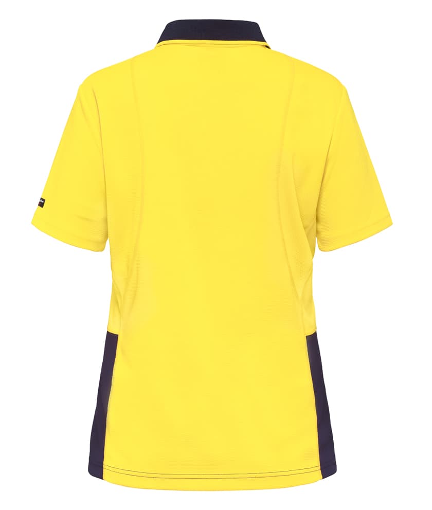 KingGee Workcool Hyperfreeze Womens Spliced Polo Short Sleeve (Yellow/Navy)_1