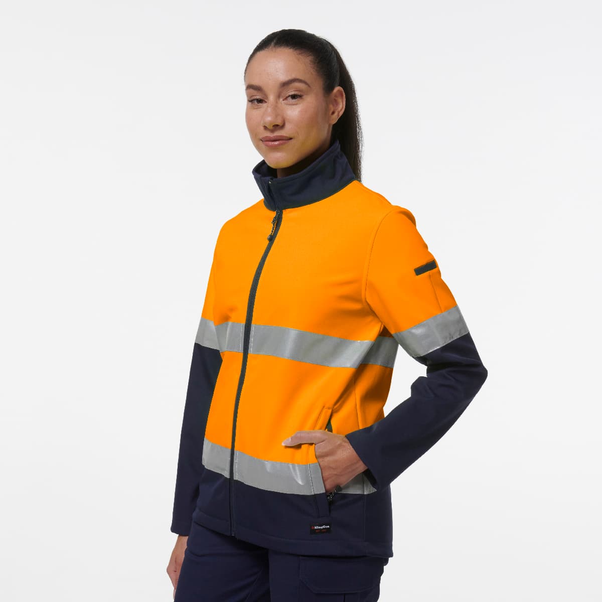 KingGee Women’s Reflective Soft Shell Jacket (Orange/Navy)_2