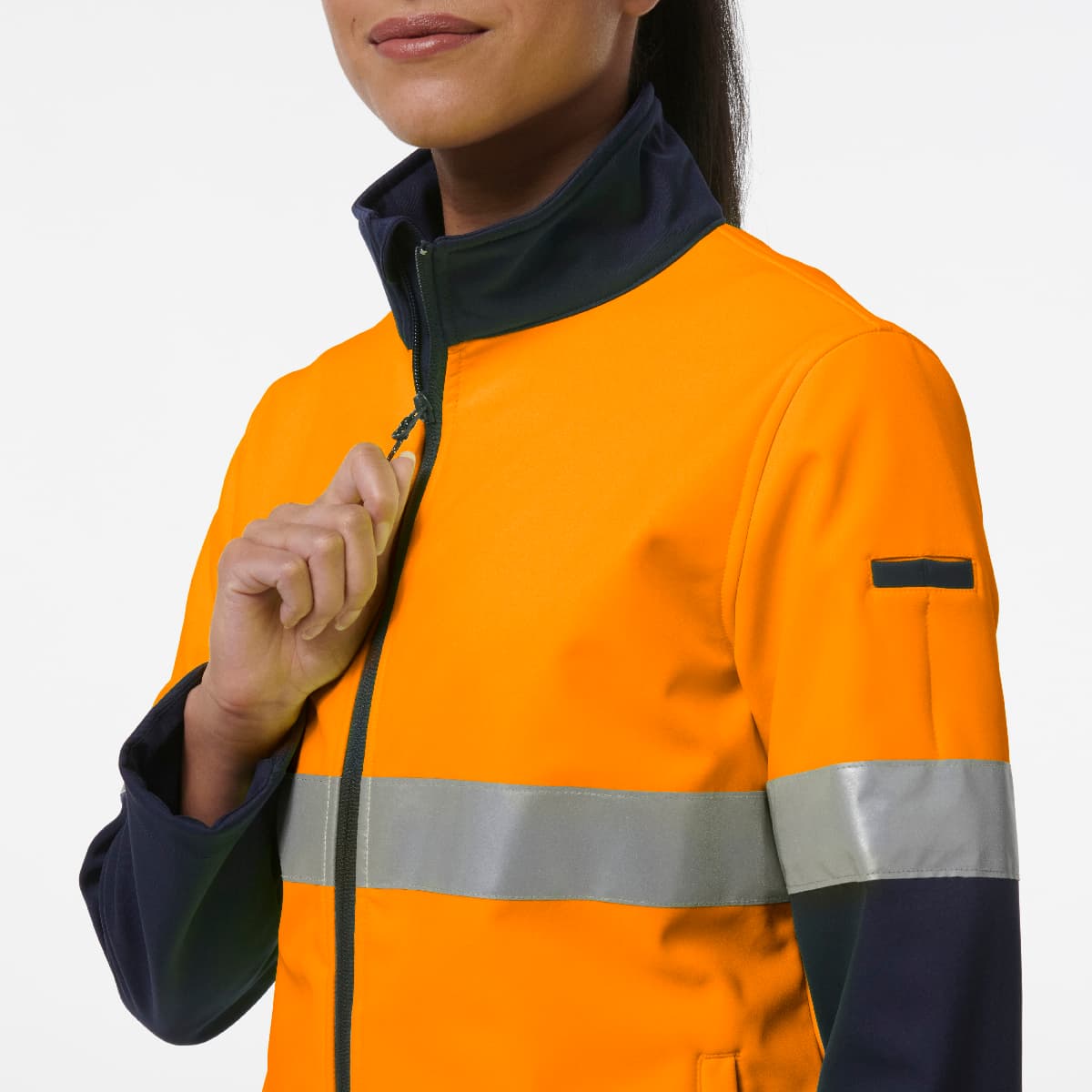 KingGee Women’s Reflective Soft Shell Jacket (Orange/Navy)_4