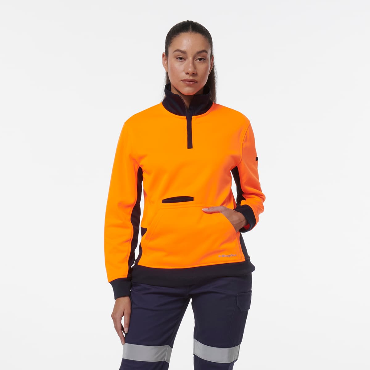 KingGee Women’s 1/4 Zip Fleece (Orange/Navy)