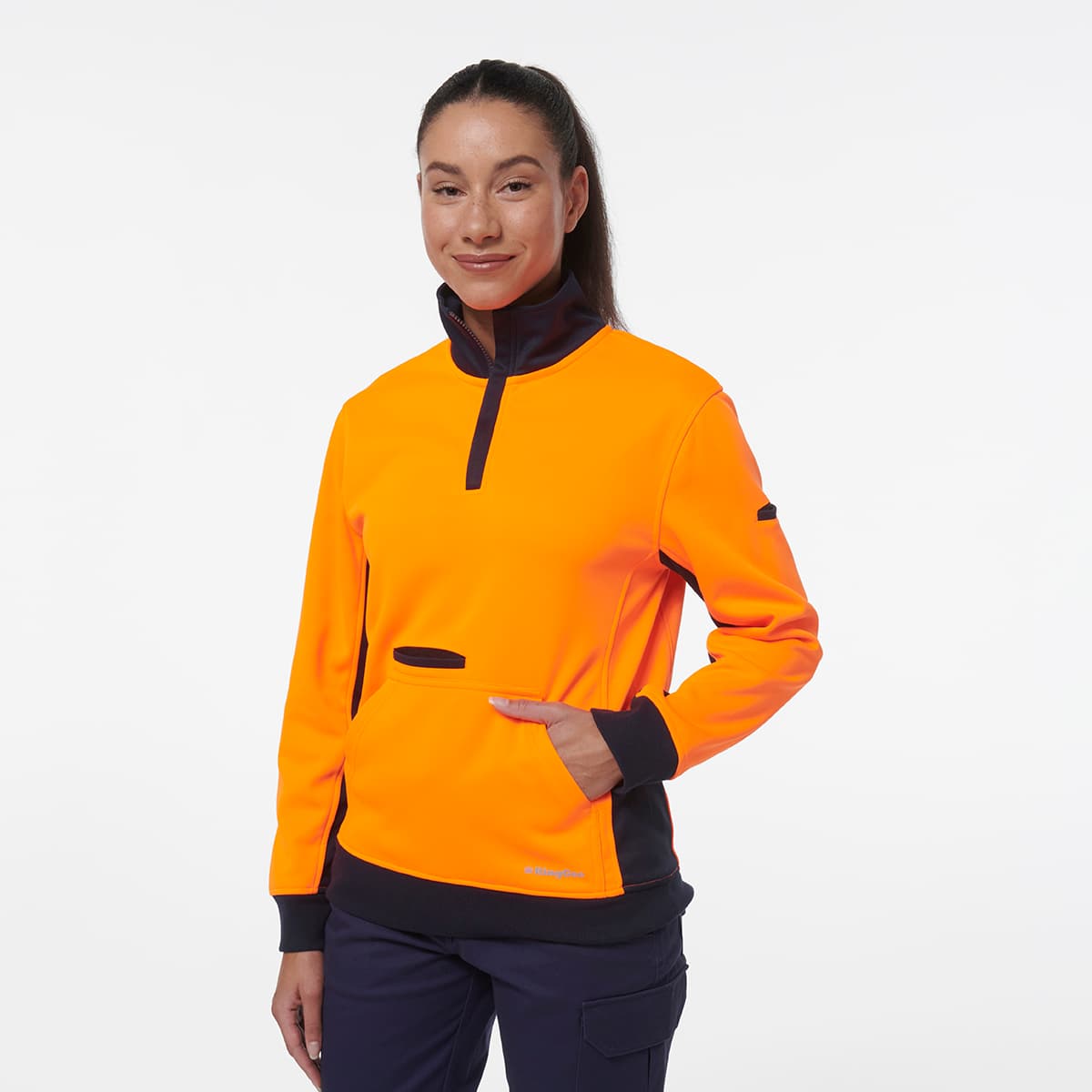 KingGee Women’s 1/4 Zip Fleece (Orange/Navy)_1