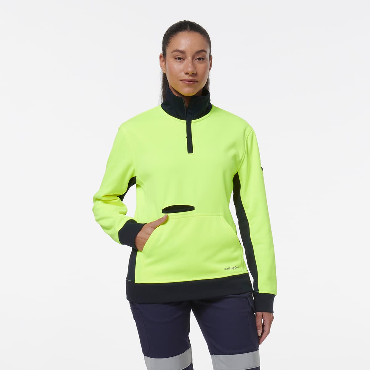 KingGee Women’s 1/4 Zip Fleece (Yellow/Navy)_2