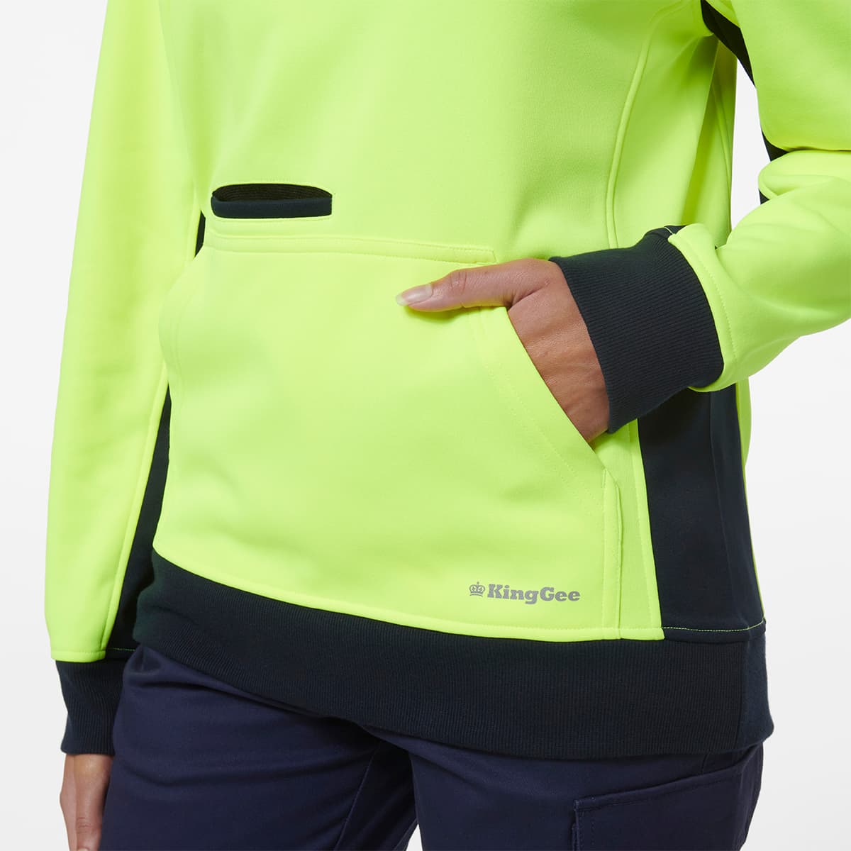 KingGee Women’s 1/4 Zip Fleece (Yellow/Navy)_4