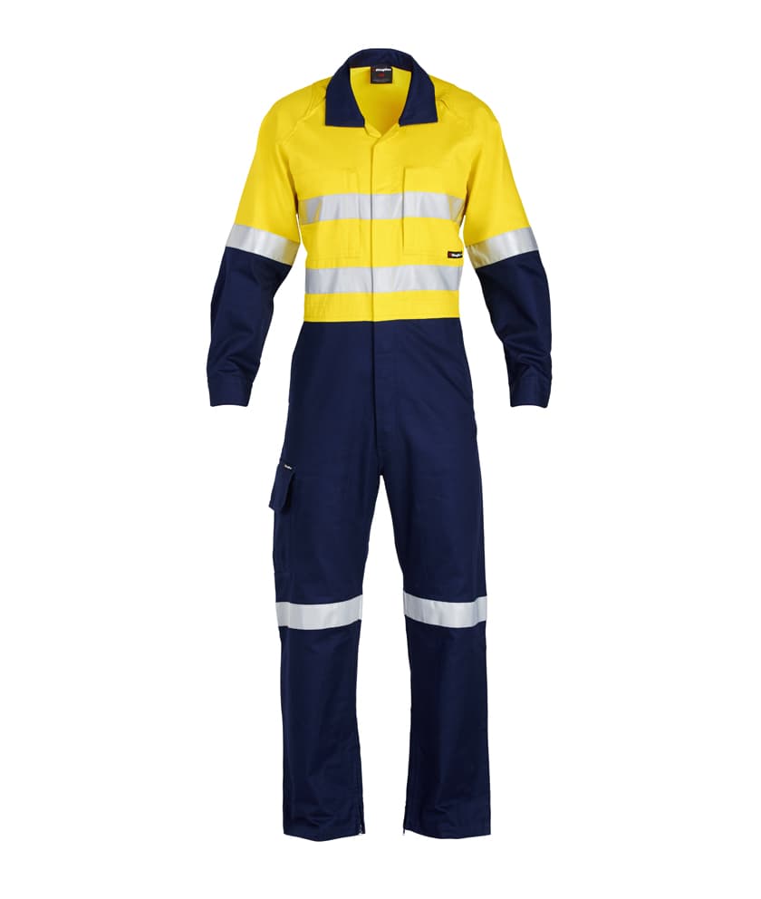 KingGee Mens Workcool2 Reflective Spliced Overall (Yellow/Navy)