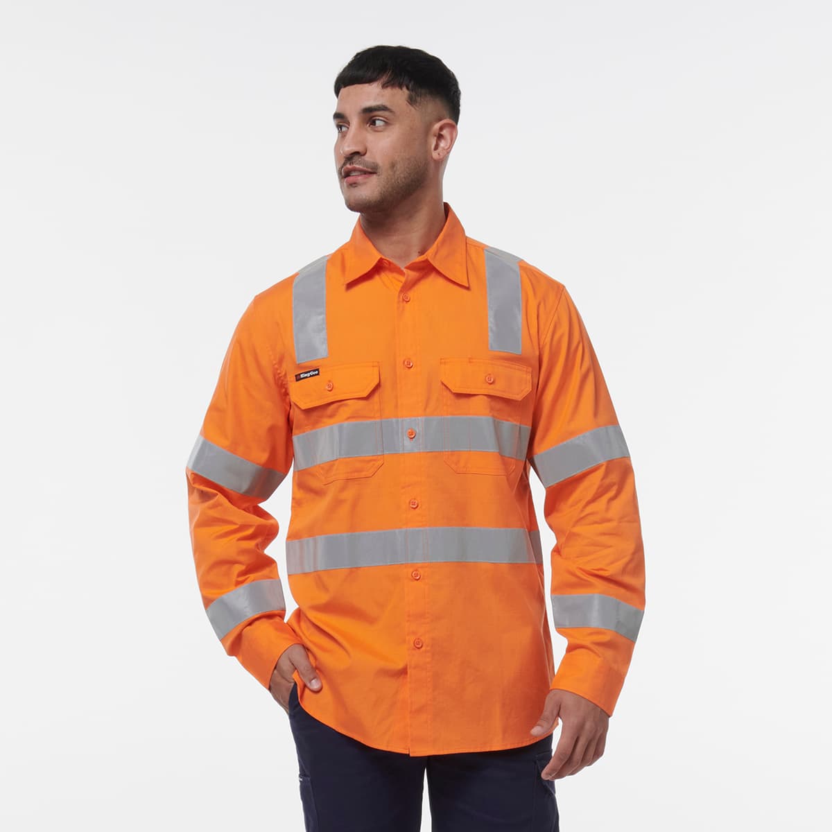 KingGee Workcool Vented Vic Rail Shirt (Orange)_1