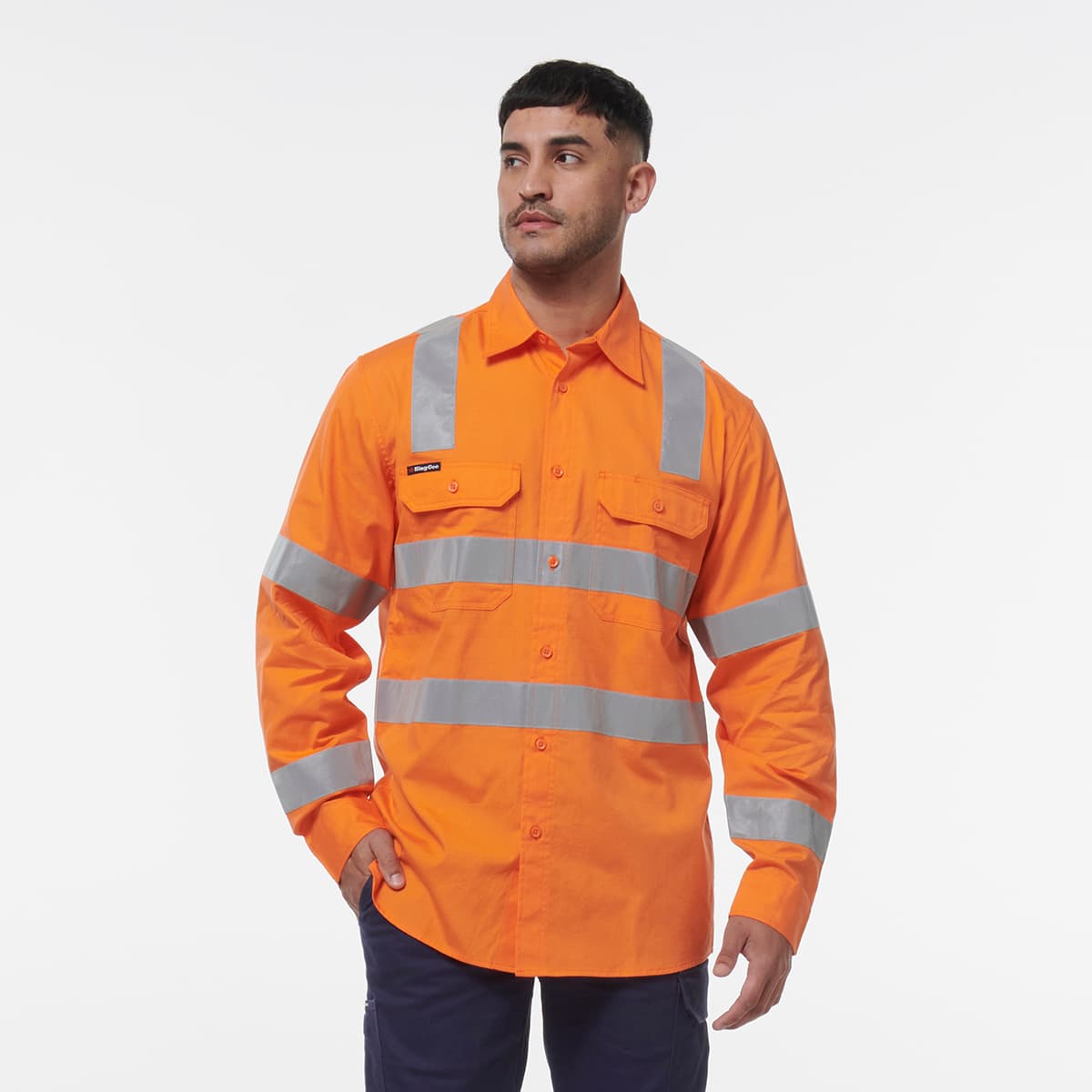 KingGee Workcool Vented Vic Rail Shirt (Special Purpose Orange)_5