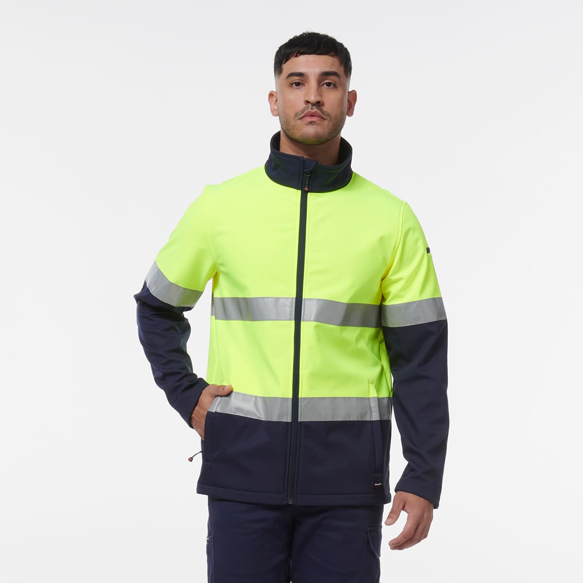 KingGee Reflective Softshell Jacket (Yellow/Navy)_4